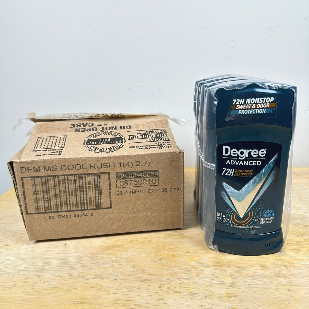 Degree Deodorant Mens 2.7oz Blue Cool Rush Advanced 72H Antiperspirant 4 Pack